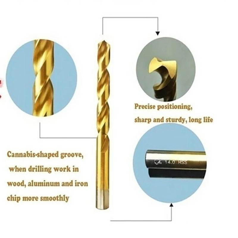 100/50Pcs Titanium Coated Drill Bits HSS High Speed Steel Drill Bits Set Tool High Quality Power Tools 1/1.5/2/2.5/3mm