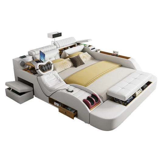 Linlamlim Modern MULTIFUNCTIONAL Tech SMART BED 2 People | FUTURISTIC FURNITURE | Ultimate Massage Tatami Genuine Leather Beds