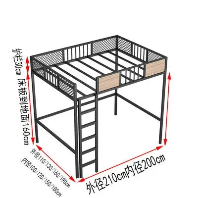 Metal Bed Frame Adult Loft Bed School Home Hotel Hostel Use Bunk Bed New Design Single Queen King Dorm Adults Student 1 Piece