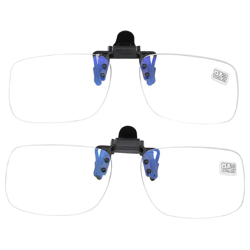 Flip Up Down Clip Presbyopic Glasses Ultra-light with Clip Magnifying Glasses Rimless Optical Lenses Reading Glasses