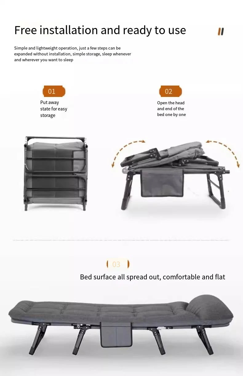 Space Saving Comfortable Bed Japanese Sun Noon Break Frame Black Bed Folding Single Confortable Cama Plegable Home Furniture