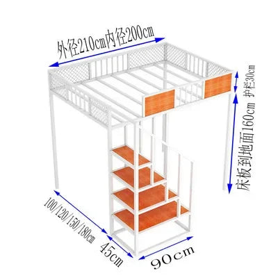 Metal Bed Frame Adult Loft Bed School Home Hotel Hostel Use Bunk Bed New Design Single Queen King Dorm Adults Student 1 Piece