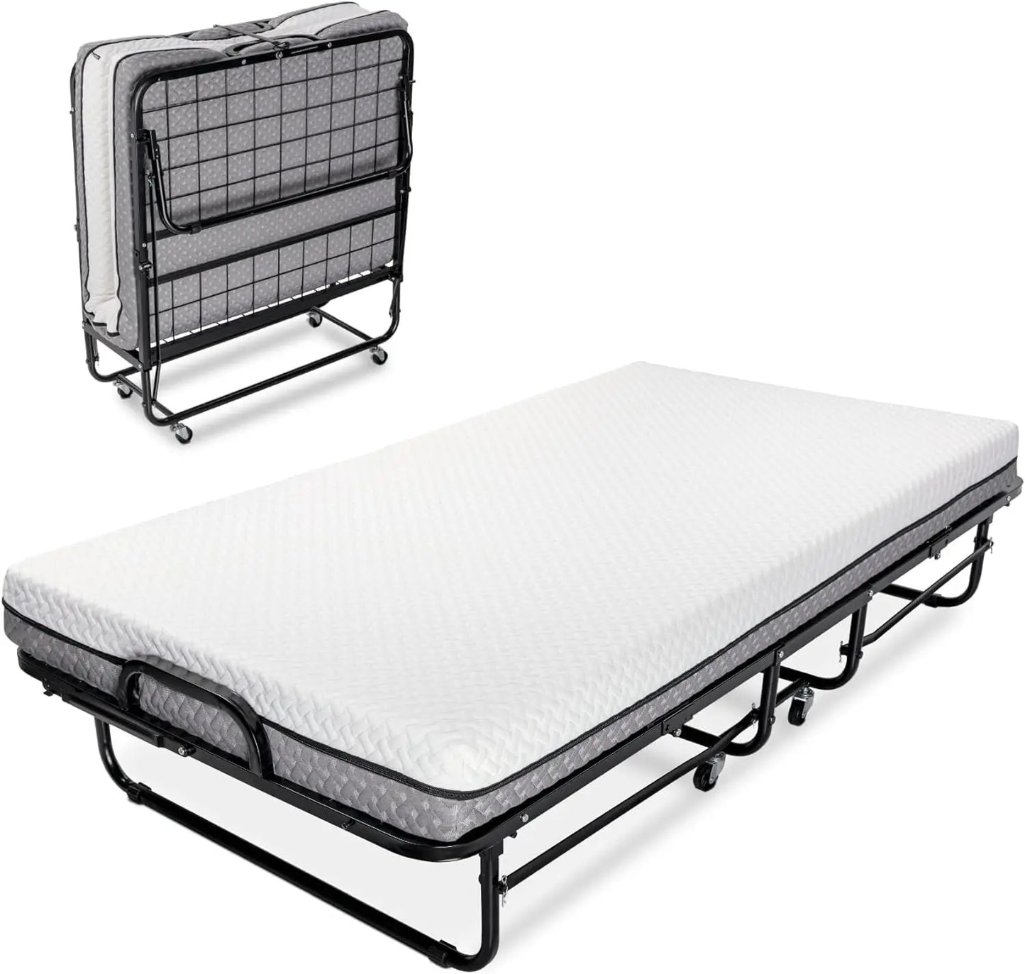 Deluxe Diplomat Folding Bed with Luxurious Memory Foam Mattress and a Super Strong Sturdy Frame