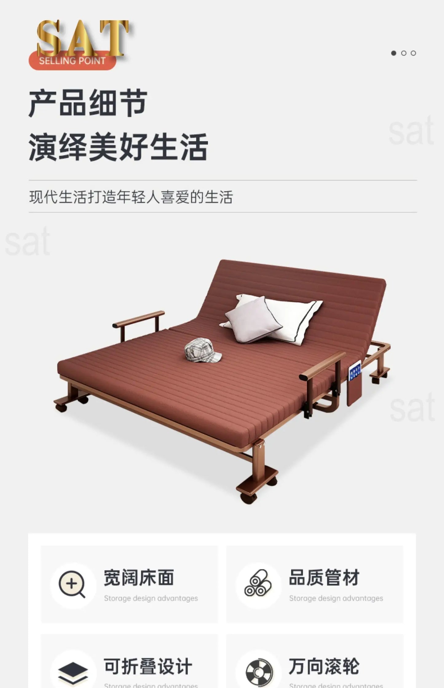 Patio Folding King Single Bed Garden Children Modern Space Saving Metal Bed Frames Adjustable Storage Cama Plegable Furniture