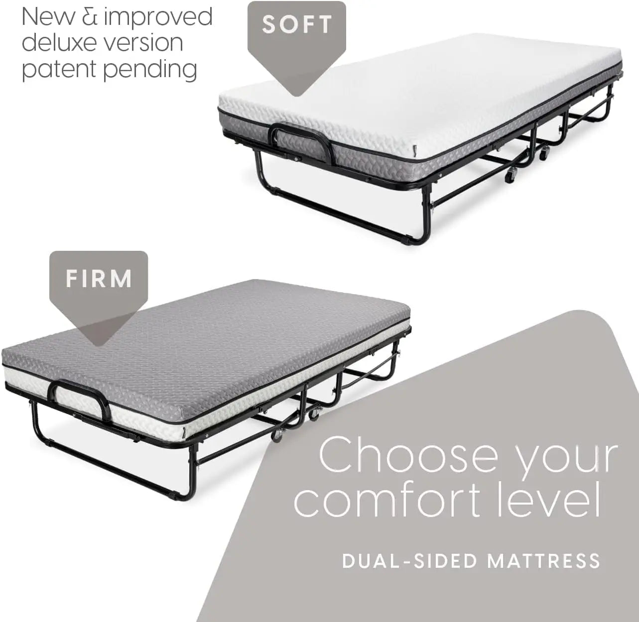 Deluxe Diplomat Folding Bed with Luxurious Memory Foam Mattress and a Super Strong Sturdy Frame