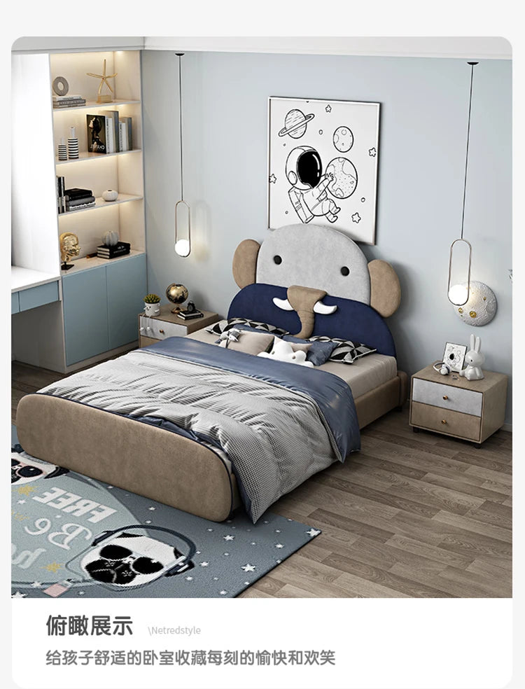 Nordic Headboard Frame Childrens Bed Luxury King Size Queen Single Kids Bed Princess Modern Cama Matrimonial Bedroom Furniture