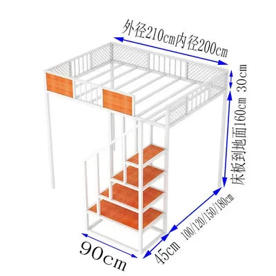 Metal Bed Frame Adult Loft Bed School Home Hotel Hostel Use Bunk Bed New Design Single Queen King Dorm Adults Student 1 Piece