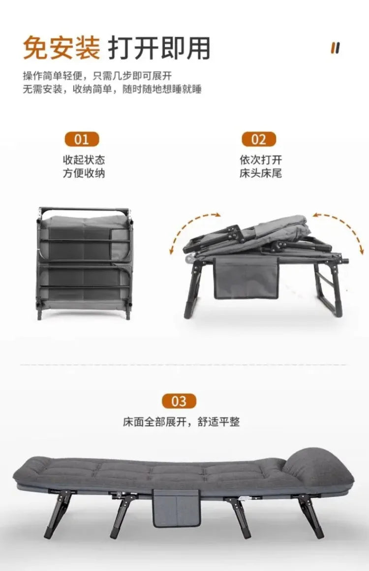 Space Saving Comfortable Bed Japanese Sun Noon Break Frame Black Bed Folding Single Confortable Cama Plegable Home Furniture