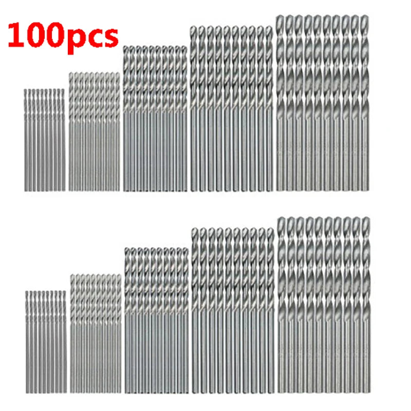 100/50Pcs Titanium Coated Drill Bits HSS High Speed Steel Drill Bits Set Tool High Quality Power Tools 1/1.5/2/2.5/3mm