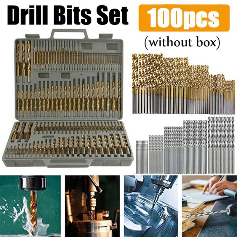 100/50Pcs Titanium Coated Drill Bits HSS High Speed Steel Drill Bits Set Tool High Quality Power Tools 1/1.5/2/2.5/3mm