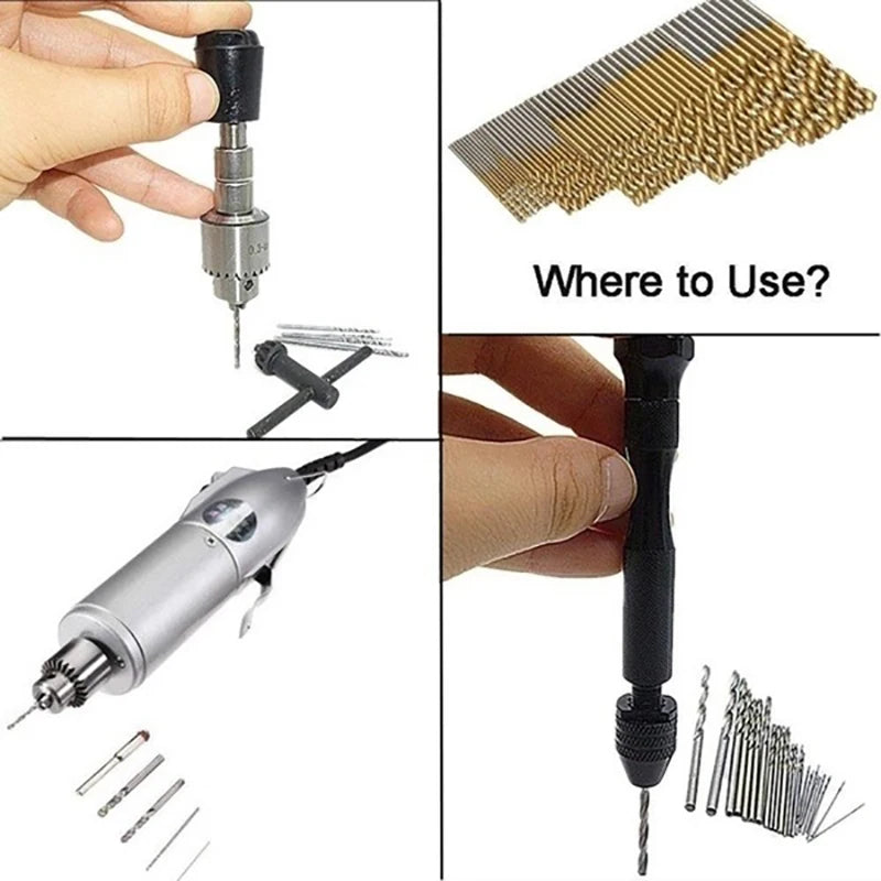 100/50Pcs Titanium Coated Drill Bits HSS High Speed Steel Drill Bits Set Tool High Quality Power Tools 1/1.5/2/2.5/3mm