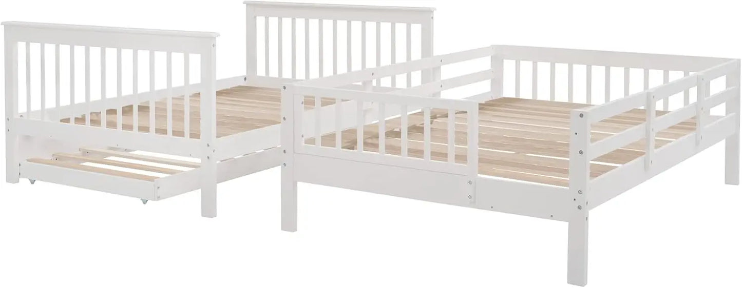 Harper & Bright Designs Stairway Full Over Full Bunk Bed With Trundle,Detachable Bunk Beds Full Over Full For Adults,Wood Full