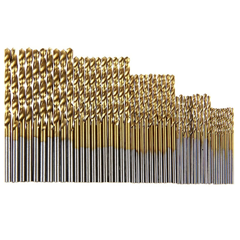 100/50Pcs Titanium Coated Drill Bits HSS High Speed Steel Drill Bits Set Tool High Quality Power Tools 1/1.5/2/2.5/3mm