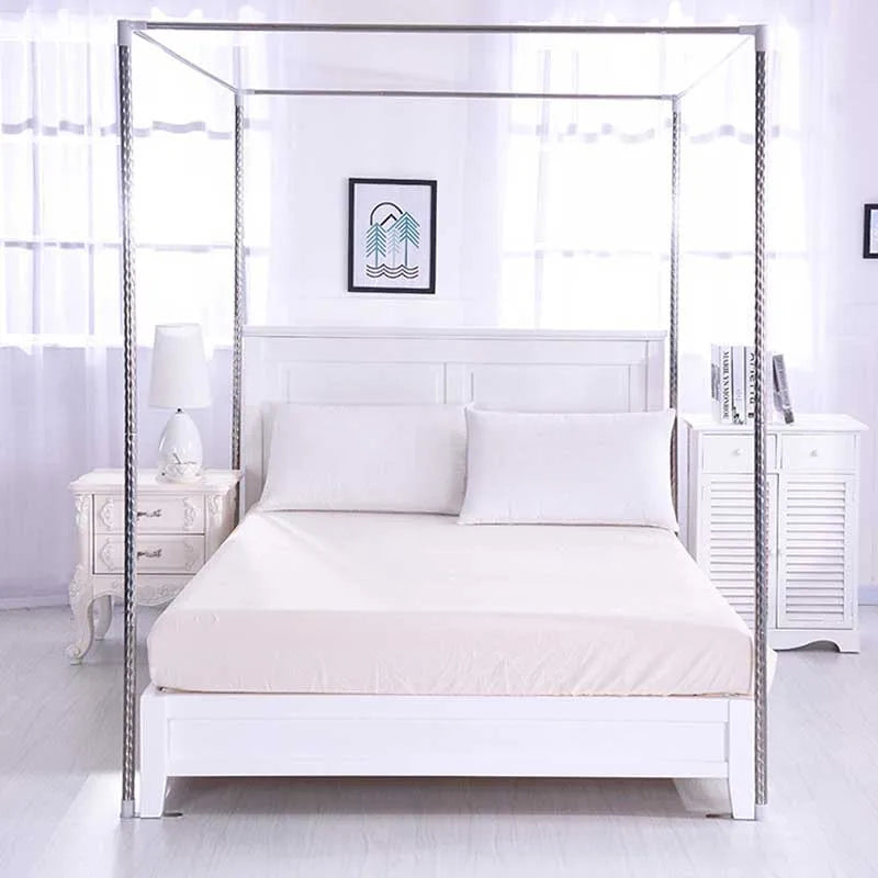 Canopy Bed Frame, Metal Stainless Steel Four Corner Bed Mosquito Net Frame Bracket Fit for Queen Size Bed, Firmly Fixed to Floor