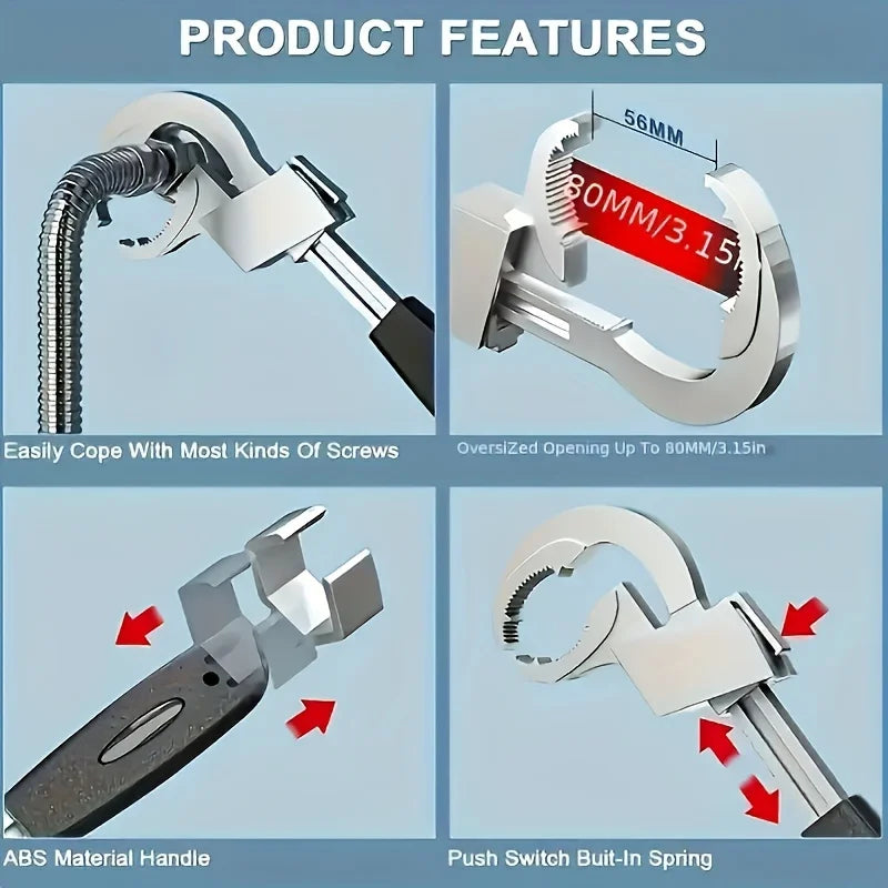 AIRAJ Adjustable Bathroom Wrench Opening Spanner Sink Pipe Wrench For Faucet Sewer Water Pipe Plumbing Faucet Wrench Repair Tool