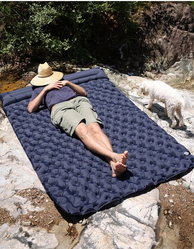 Double Sleeping Pad Outdoor Camping Double Inflatable Mattress Extra Wide Sleeping Pad Ultralight Folding Bed Air Mat