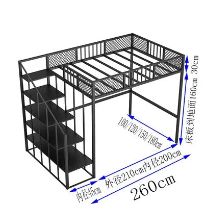 Metal Bed Frame Adult Loft Bed School Home Hotel Hostel Use Bunk Bed New Design Single Queen King Dorm Adults Student 1 Piece