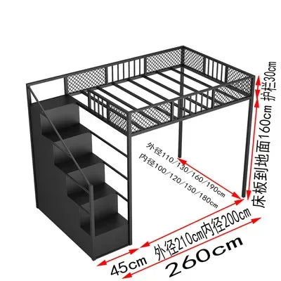 Metal Bed Frame Adult Loft Bed School Home Hotel Hostel Use Bunk Bed New Design Single Queen King Dorm Adults Student 1 Piece