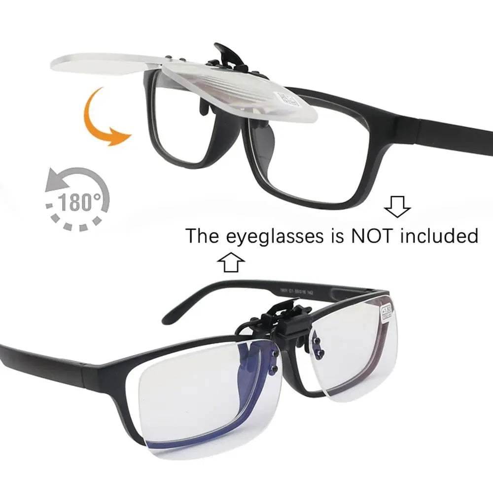 Flip Up Down Clip Presbyopic Glasses Ultra-light with Clip Magnifying Glasses Rimless Optical Lenses Reading Glasses