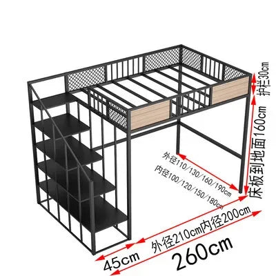 Metal Bed Frame Adult Loft Bed School Home Hotel Hostel Use Bunk Bed New Design Single Queen King Dorm Adults Student 1 Piece