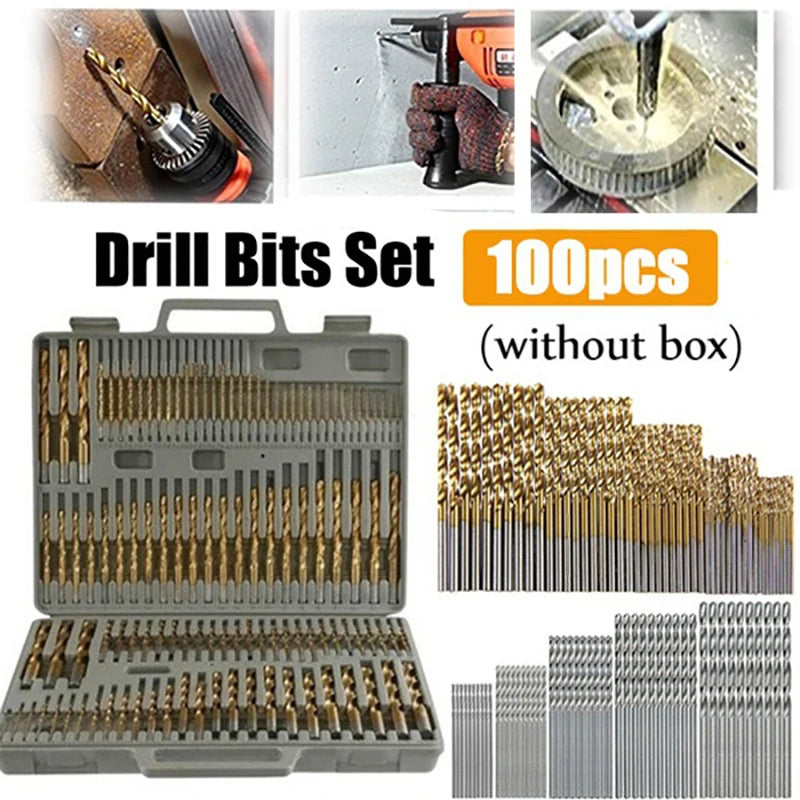 100/50Pcs Titanium Coated Drill Bits HSS High Speed Steel Drill Bits Set Tool High Quality Power Tools 1/1.5/2/2.5/3mm