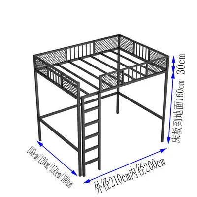 Metal Bed Frame Adult Loft Bed School Home Hotel Hostel Use Bunk Bed New Design Single Queen King Dorm Adults Student 1 Piece