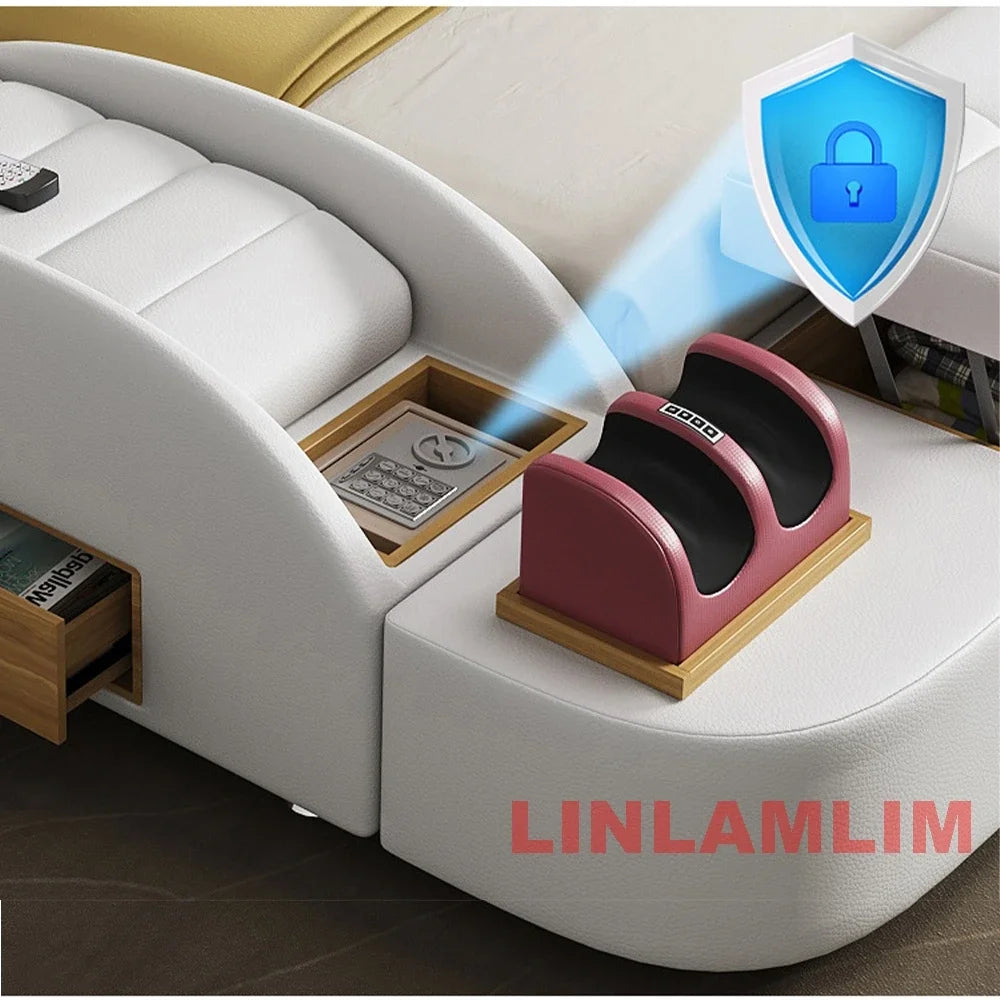 Linlamlim Modern MULTIFUNCTIONAL Tech SMART BED 2 People | FUTURISTIC FURNITURE | Ultimate Massage Tatami Genuine Leather Beds