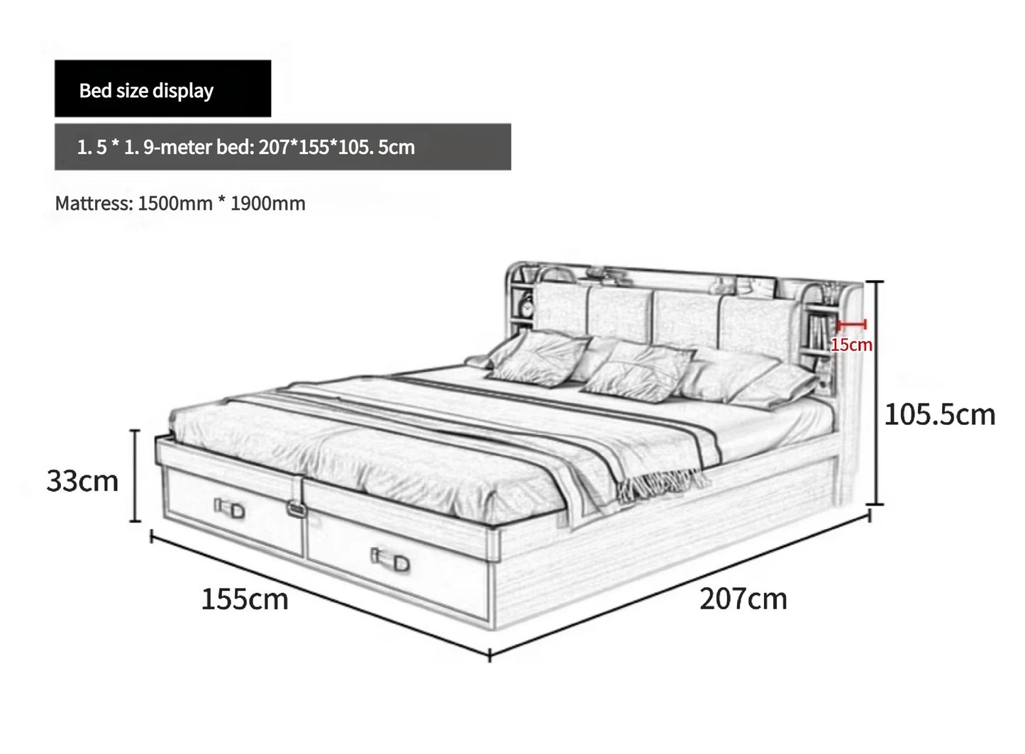 Nordic Modern Double Bed Simple Storage Small Apartment Box Bed Tatami Board Cama Bedroom Set Furniture Queen