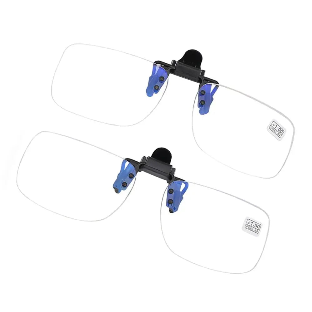 Flip Up Down Clip Presbyopic Glasses Ultra-light with Clip Magnifying Glasses Rimless Optical Lenses Reading Glasses