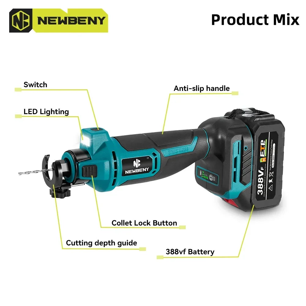 Brushless Electric Drywall Cut-Out Tool 3 Gears Cordless Rotary Saw Cutting Wood Drywall Sheetrock Wood For Makita 18V Battery